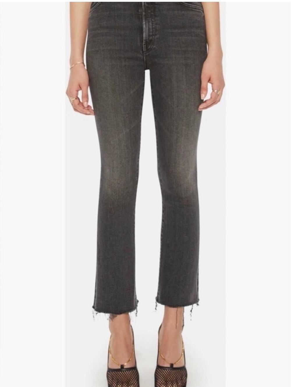 Mother The Hustler Ankle Fray Chalk Faded Black Chalk It Up Jeans Size 26